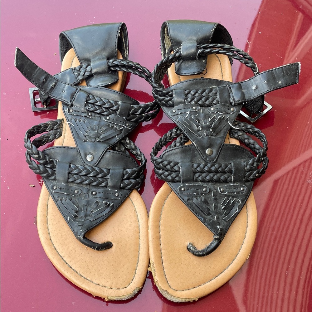 Love Culture Black Braided Sandals